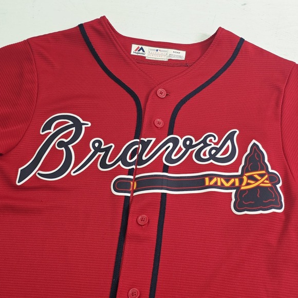 Atlanta Braves MLB Majestic Cool Base Red Blank Stitched Jersey Men's S EUC - Picture 4 of 10